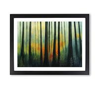 Shining Colourful Forest Framed Wall Art Print A2 Black