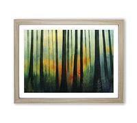 Shining Colourful Forest Framed Wall Art Print A2 Oak