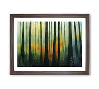 Shining Colourful Forest Framed Wall Art Print A2 Walnut