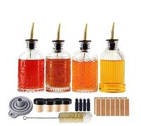 Shining Craft Syrup Dispenser Bottles Set, 4 Pack 7 OZ Bottles With Metal Pour Spout and Labels for Syrups, SC055 (4 Pack)