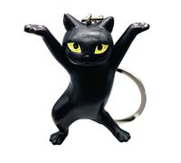 Shining crown Cat Keychain, Cute Cat Keychain, Cartoon Enchanting Cat Keychain, Black, Medium