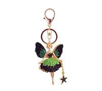 Shining crown Crystal Keychain Diamond Angel Fairy Keyring Sparkling Rhinestone Charm Pendant for Women Girls Car Key Handbag Phone Decoration with Giftbox, Green