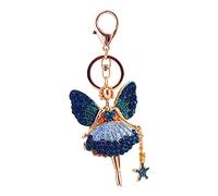 Shining crown Crystal Keychain Diamond Angel Fairy Keyring Sparkling Rhinestone Charm Pendant for Women Girls Car Key Handbag Phone Decoration with Giftbox, Lake Blue