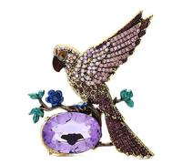 Shining Crystal Bird Brooches Vintage 4-color Beautiful Animal Brooch Pins,purple