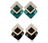 Shining Diva Fashion 18k Gold Plated Austrian Crystal Earrings for Women & Girls | Luxury Rhinestone Square Italian Designer Earrings | Latest Stylish Fancy Zircon Party Earring, One, Metal, No