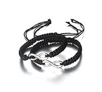 Shining Diva Fashion 2 Pcs Latest Stylish Infinity Couple Matching Bracelets for Women Girls Boys Men, One Size, Nylon, No Gemstone