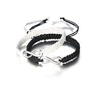 Shining Diva Fashion 2 Pcs Latest Stylish Infinity Couple Matching Bracelets for Women Girls Boys Men, One Size, Nylon, No Gemstone