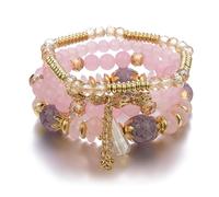 Shining Diva Fashion Latest Stylish Bohemian Stackable Multilayer Crystal Charm Beaded Bracelet for Women Girls, One Size, Crystal, No Gemstone