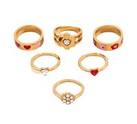 Shining Diva Fashion Latest Stylish Metal Boho Midi Finger Rings for Women and Girls - Set of 6 (14222r), Golden