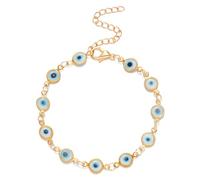 Shining Diva Fashion Lucky Turkey Evil Eye Bracelets | Latest Stylish Simple Trendy Aesthetic Jewellery | Retro Adjustable Metal Chain Lucky Women Bracelet for women and Girls, One Size, Crystal, No