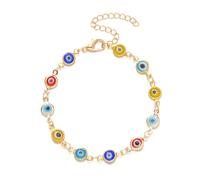Shining Diva Fashion Lucky Turkey Evil Eye Bracelets | Latest Stylish Simple Trendy Aesthetic Jewellery | Retro Adjustable Metal Chain Lucky Women Bracelet for women and Girls, One Size, Crystal, No