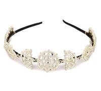 Shining Diva Fashion Stylish Fancy Kundan Pearl Headband Matha Tikka Sheesh Patti Tiara Mathapatti Sheeshpatti Wedding Traditional Hairband Hair Accessories Hair Band for Women Girls, 1 count (Pack of