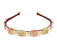Shining Diva Fashion Stylish Fancy Kundan Pearl Headband Matha Tikka Sheesh Patti Tiara Mathapatti Sheeshpatti Wedding Traditional Hairband Hair Accessories Hair Band for Women Girls (16431hb)