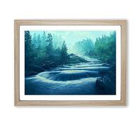 Shining Forest Stream Framed Wall Art Print A2 Oak