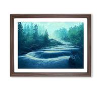 Shining Forest Stream Framed Wall Art Print A2 Walnut