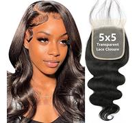 Shining Girl 5x5 Transparent HD Lace Closure Wave Only Invisible Hair Closure 12A Brazilian Virgin Remy Human Hair Front Closure 100% Huma Hair Extensions