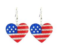 Shining Independence Day Star Flag Rhinestone Dangle Earrings Colorful 4th of July USA Letter Patriotic Earrings for Women Girls Jewelry Qhw673 (F, One Size)
