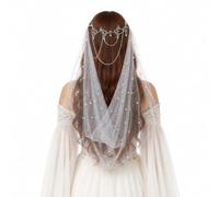 Shining Lace Wedding Veil Bride Headpiece Elven elf Wedding dress Accessory Ethereal Goddess Headwear