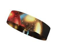 Shining Light Ball Sports Sweatband 15" Polyester Hairband Absorbent Quick-Dry Headband for Running, Yoga