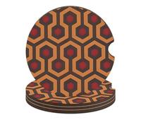 Shining Overlook 4PCS Car Coasters Absorbent Drink Coasters with A Finger Universal Wood Coffee Coaster for Cup Holders Non-Slip Car Cup Holder Coaster Cute Drink Mat Car Accessories for Women Men