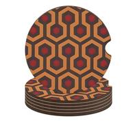 Shining Overlook 6PCS Car Coasters Absorbent Drink Coasters with A Finger Universal Wood Coffee Coaster for Cup Holders Non-Slip Car Cup Holder Coaster Cute Drink Mat Car Accessories for Women Men