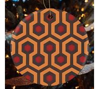 Shining Overlook Ceramic Christmas Ornaments - 4 Pcs Rustic Round Xma Tree Decor with Hanging String, Personalized Vintage Double-Sided Holiday Party Decorations for Xmas Gifts