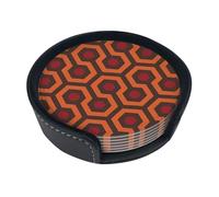 Shining Overlook Coasters for Drinks 6 Pack Leather Car Coasters with Holder Cup Mats for Home Kitchen Coffee Table Housewarming Gift