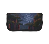 Shining Overlook Printed Canvas Pencil Case, Spacious Pen Pouch for School, Office and Travel