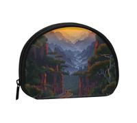 Shining Overlook Printed Mini Coin Pouch, Shell Shape Zip Around Wallet, Small Zipper Pouch for Cash, Cards, Keys, Lipstick, Storage Pouch, Travel Organizer