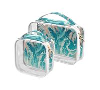 Shining Palm Trees 2 Pack Clear Hanging Toiletry Bag TSA Approved Reusable Small Makeup Bag Shaving Essentials
