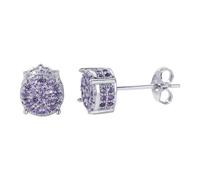 Shining Paved Zirconia Round Earrings Exquisite And Gorgeous Accessories Showing And Charm Perfect For Any Occasion Skin Tone Earrings (Purple, One Size)