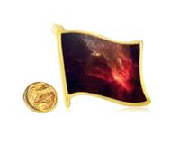 Shining Red Nebula Universe Illustration Pattern Golden Metal Flag Lapel Pin Badge