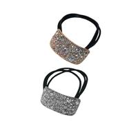 Shining Rhinestone Human Hair Rope for Women and Girls Office Lady Hairstyles All Match