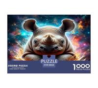 Shining Rhinoceros 1000 Piece Jigsaw Puzzles for Adults Impossible Beautiful Home Decoration Challenge High Difficulty 38x26cm/1000pcs