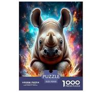Shining Rhinoceros 1000 Pieces Jigsaws for Adults Art Colorful DIY Craft Beautiful Home Decoration Uncover The Puzzle 70x50cm/1000pcs