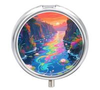 Shining River Pill Box 3-Compartment Travel Pill Organizer Portable Round Medicine Case with Mirror Design for Vitamins, Jewelry & Essentials Durable Pocket Pillbox for Purse, Camping