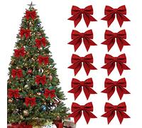 Shining She 10 Packs Glitter Red Christmas Bows Decorations, Small Christmas Tree Bow Ornaments, Sequin Bow Ties for Xmas Wreaths, Garland, Tree Decoration