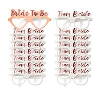 Shining She 16 Pack Hen Party Glasses, 15 White Team Bride Glasses 1 Rose Gold Bride to Be Glass, for Hen Do Party Rose Gold Accessories Favor Bridal Shower Bachelorette Party Supplies