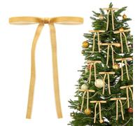 Shining She 30 PCS Christmas Velvet Bows, 5 x 7in Christmas Tree Bow Ornaments, Vintage Velvet Christmas Tree Bow Decorations, Velvet Bows with Twist Ties for Xmas Wreaths Garland Tree, Camel