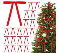 Shining She 30 PCS Christmas Velvet Bows, 5 x 7in Christmas Tree Bow Ornaments, Vintage Velvet Christmas Tree Bow Decorations, Velvet Bows with Twist Ties for Xmas Wreaths Garland Tree, Red