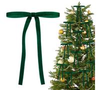 Shining She 30 PCS Christmas Velvet Bows, 5 x 7in Christmas Tree Bow Ornaments, Vintage Velvet Christmas Tree Bow Decorations, Velvet Bows with Twist Ties for Xmas Wreaths Garland Tree, Dark Green