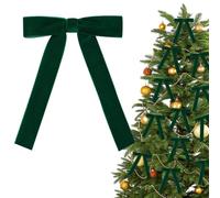Shining She 30PCS Christmas Velvet Bows, 5 x 7in Christmas Tree Bow Ornaments, Christmas Tree Bow Ornaments, Velvet Bows with Twist Ties for Xmas Wreaths Garland Tree (Dark Green 1inch width)