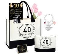 Shining She 40th Birthday Gifts for Women, 1985 Canvas Tote Bag Cosmetic Bag Card Poster Keychain, Fabulous 60 Handbag Birthday Gift for Mum Sister Wife Aunt Friend Female on Her Birthday