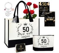 Shining She 50th Birthday Gifts for Women, 1975 Canvas Tote Bag Cosmetic Bag Card Poster Keychain, Fabulous 60 Handbag Birthday Gift for Mum Grandma Sister Wife Aunt Friend Female on Her Birthday