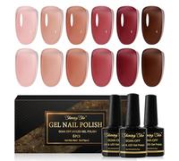 Shining She 6*8ml UV/LED Soak Off Gel Nail Polish Jelly Brown Manicure DIY