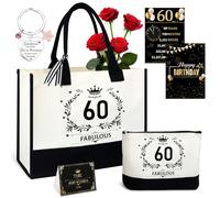 Shining She 60th Birthday Gifts for Women, 1965 Canvas Tote Bag Cosmetic Bag Card Poster Keychain, Fabulous 60 Handbag Birthday Gift for Mum Grandma Sister Wife Aunt Friend Female on Her Birthday