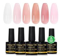Shining She 8 in 1 Builder Gel, TPO-Free HEMA-Free Gel Polish, 6 Colors Nude Pink Clear Builder Gel, Soak-Off UV Nail Polish, Builder Base Nail Extension Nail Strengthener, 8ML