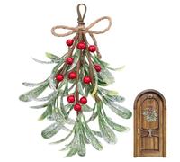 Shining She Artificial Mistletoe Picks, 23CM/9.1in Artificial Mistletoe Floral Stems, Christmas Mistletoe-Decoration with Red Berries, Mistletoe Hanging Ornament for Christmas Home Wedding Decor, 1PC