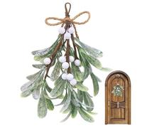 Shining She Artificial Mistletoe Picks, 23CM/9.1in Artificial Mistletoe Floral Stems, Mistletoe-Decoration with White Berries, Mistletoe Hanging Ornament for Christmas Home Wedding Decor, 1PC