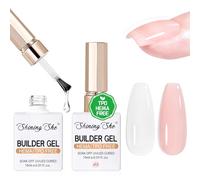Shining She Builder Gel for Gel Nails, 2 Colors Nude pink and Clear Builder Gel Set, TPO-Free HEMA-Free UV Nail Polish Soak-Off UV/LED for for Hard Gel Nail Strengthener & Extension, 15ML